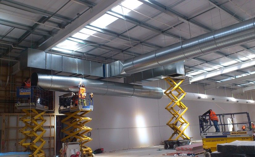 Spiral and Rectangular HVAC ducting used togerther