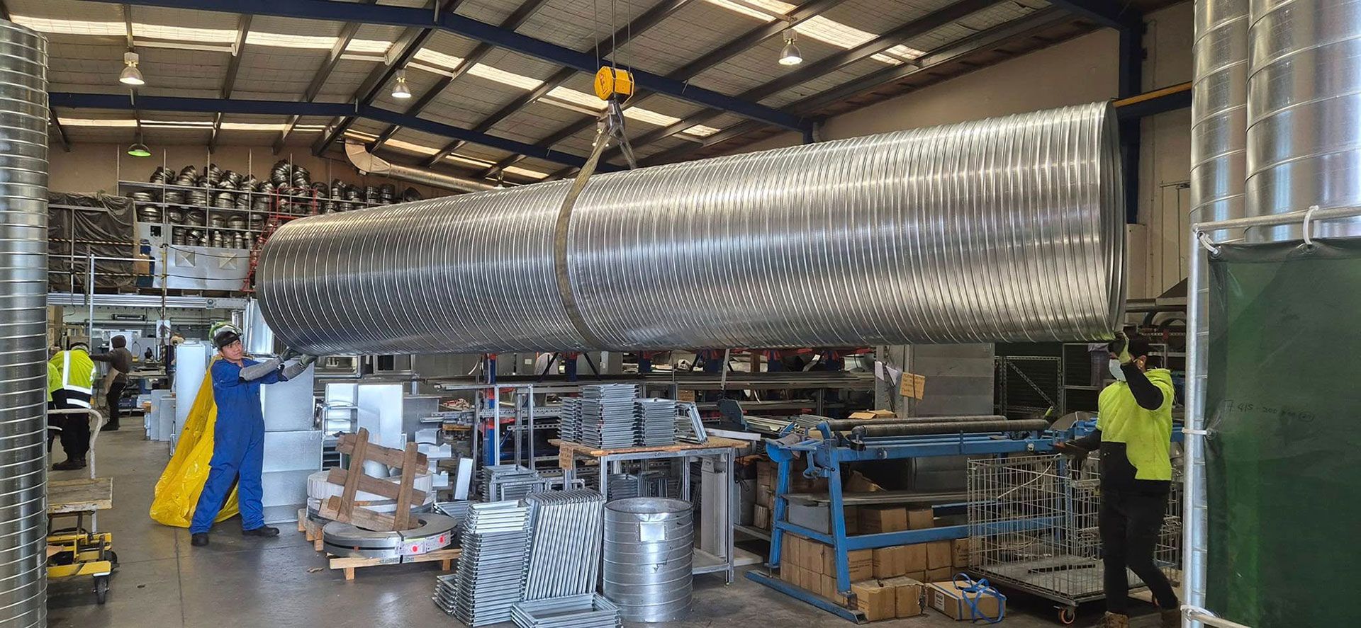 Large spiral duct supply