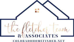 Logo for The Fletcher Team, a real estate company in Colorado, featuring a house outline, in navy and copper.