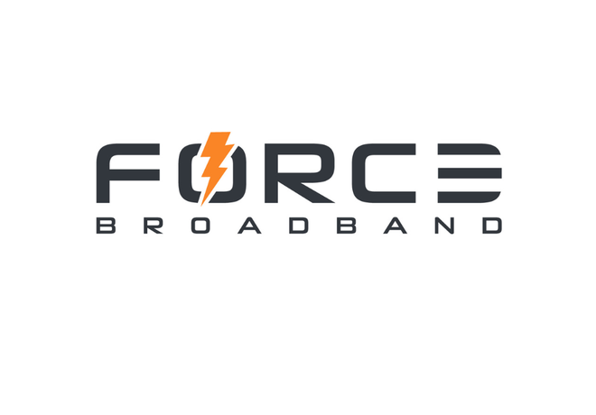 Force Broadband logo with lightning bolt symbol in the 