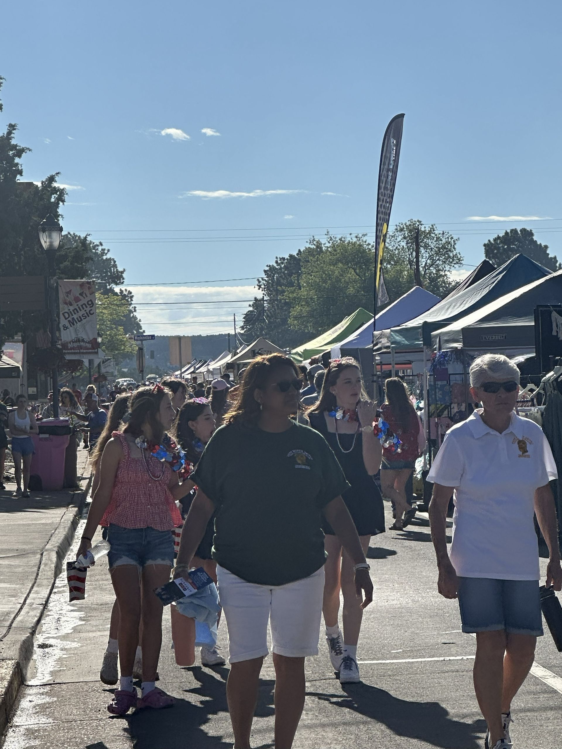 A long shot of vendors lined up ready for business at the 4th of July in Monument CO