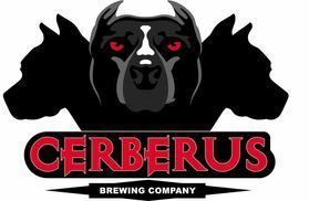 Cerberus Brewing Company logo: three-headed black dog with red eyes over