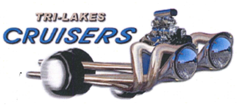 Logo for Tri-Lakes Cruisers: text with a stylized hot rod engine design.