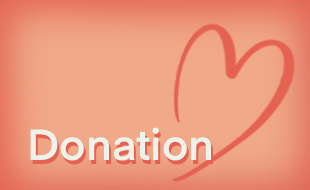 A pink background with a heart and the word donation