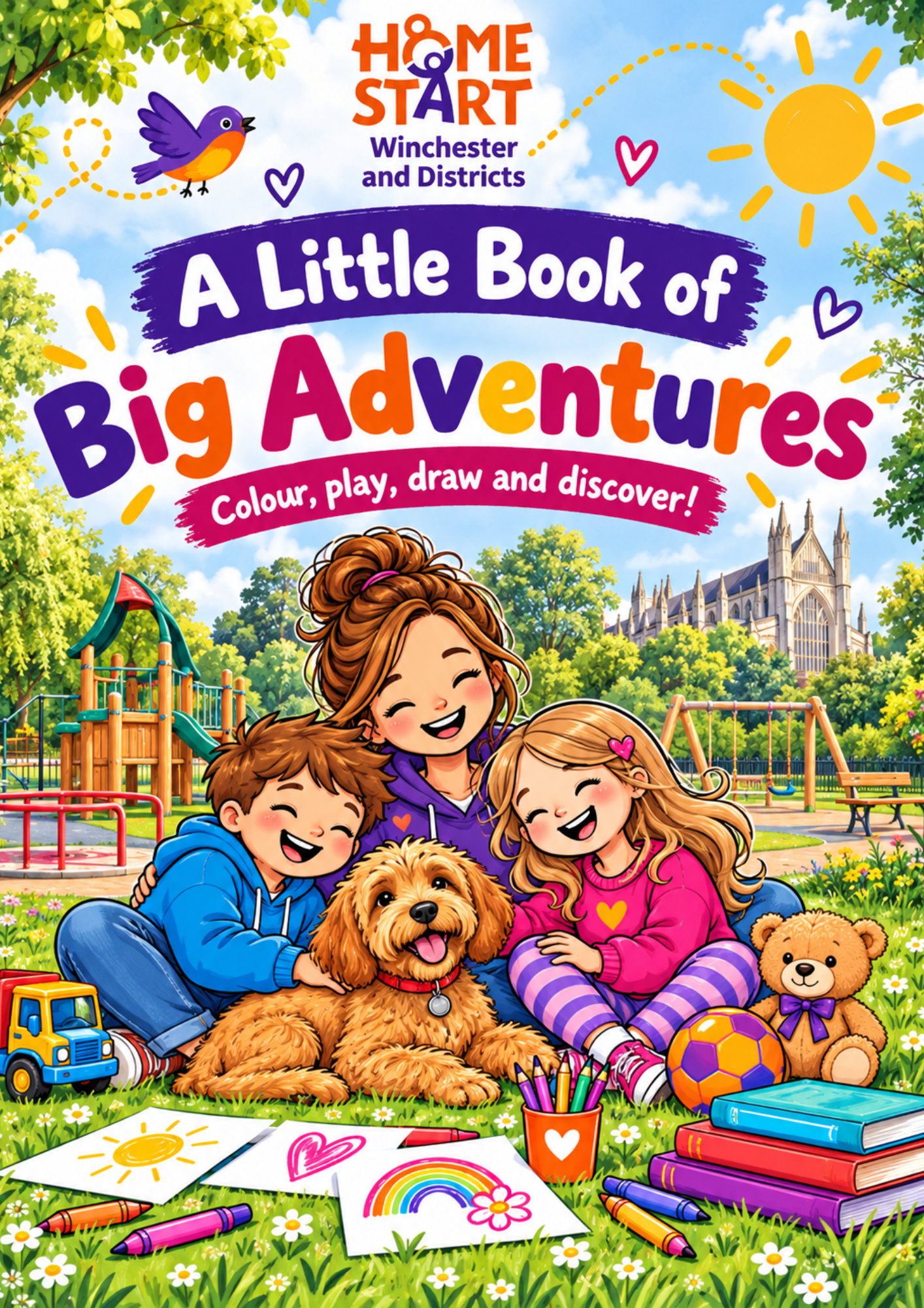 Home-Start Winchester and Districts colouring book front cover