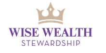 Wise Wealth Stewardship logo with gold crown and purple text on a white background