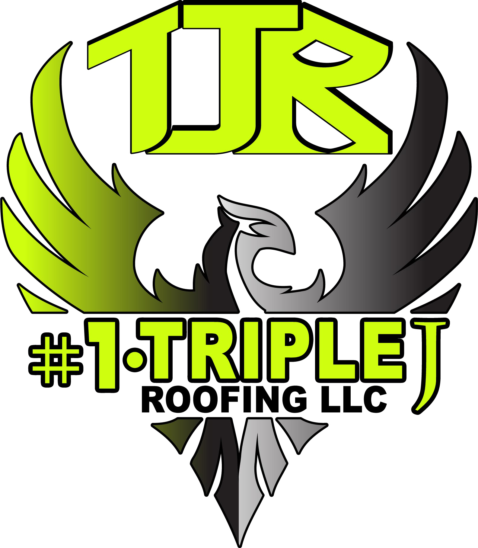 #1-TRIPLEJ Roofing LLC logo with green and black stylized eagle and large “TJR” lettering