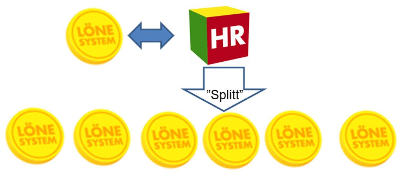 Löneberedning i en koncern-databas som ”splittras” till varje juridisk person.