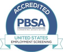 PBSA accredited United States employment screening logo in blue and white