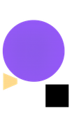 Purple circle, yellow triangle, and black square on a white background.