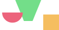 Abstract geometric shapes in pink, green, and yellow on a white background