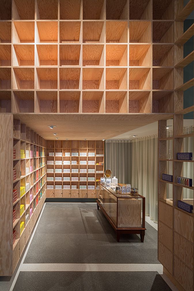 Doug Fir Plywood display units in a store