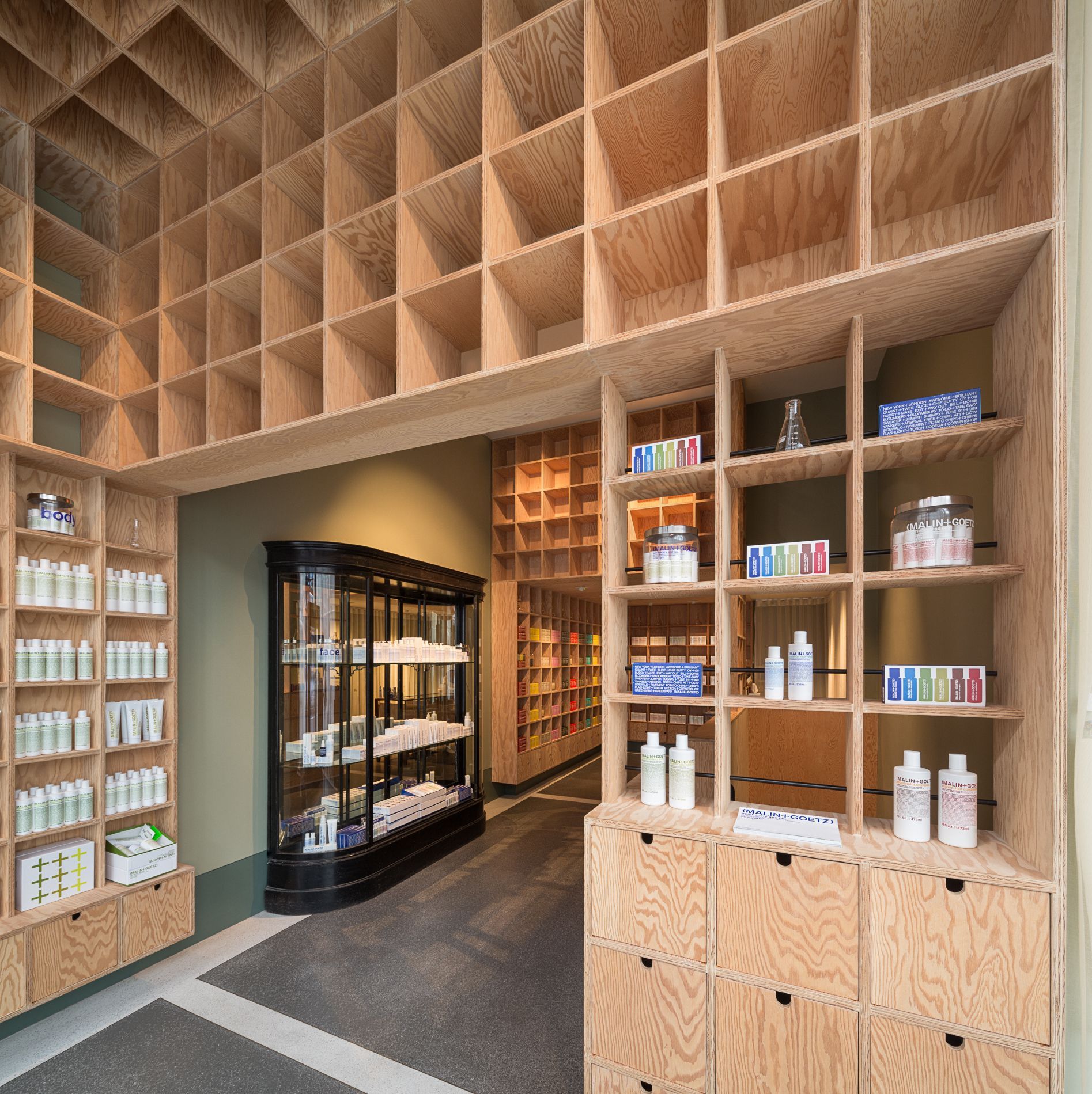 Douglas Fir Plywood Shelving in a store