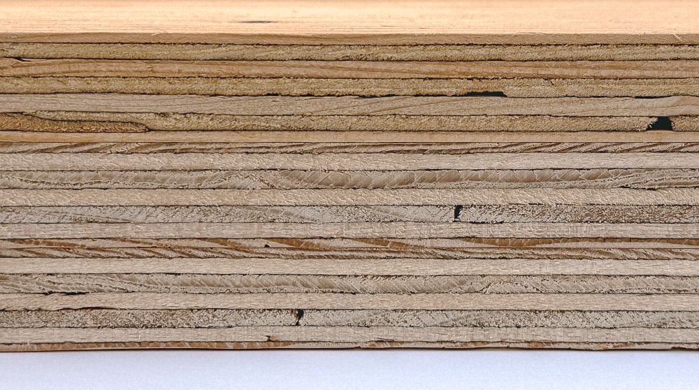 Douglas Fir Plywood edges closeup