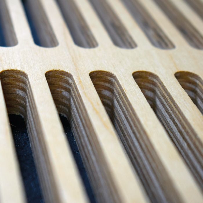 Machined grooves in birch plywood