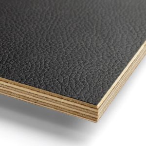 Riga Pattern Birch Plywood Leather dark Brown