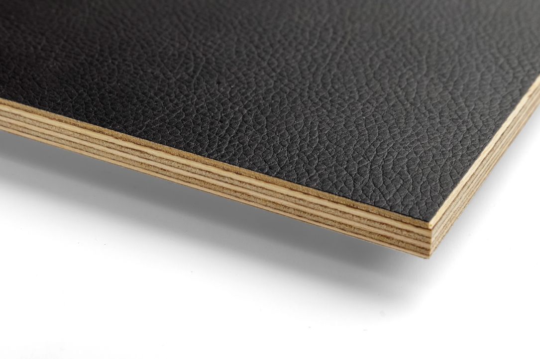 Riga Pattern Birch Plywood Leather black