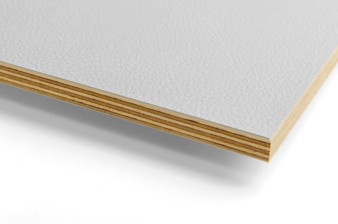 Riga Pattern Birch Plywood Leather white