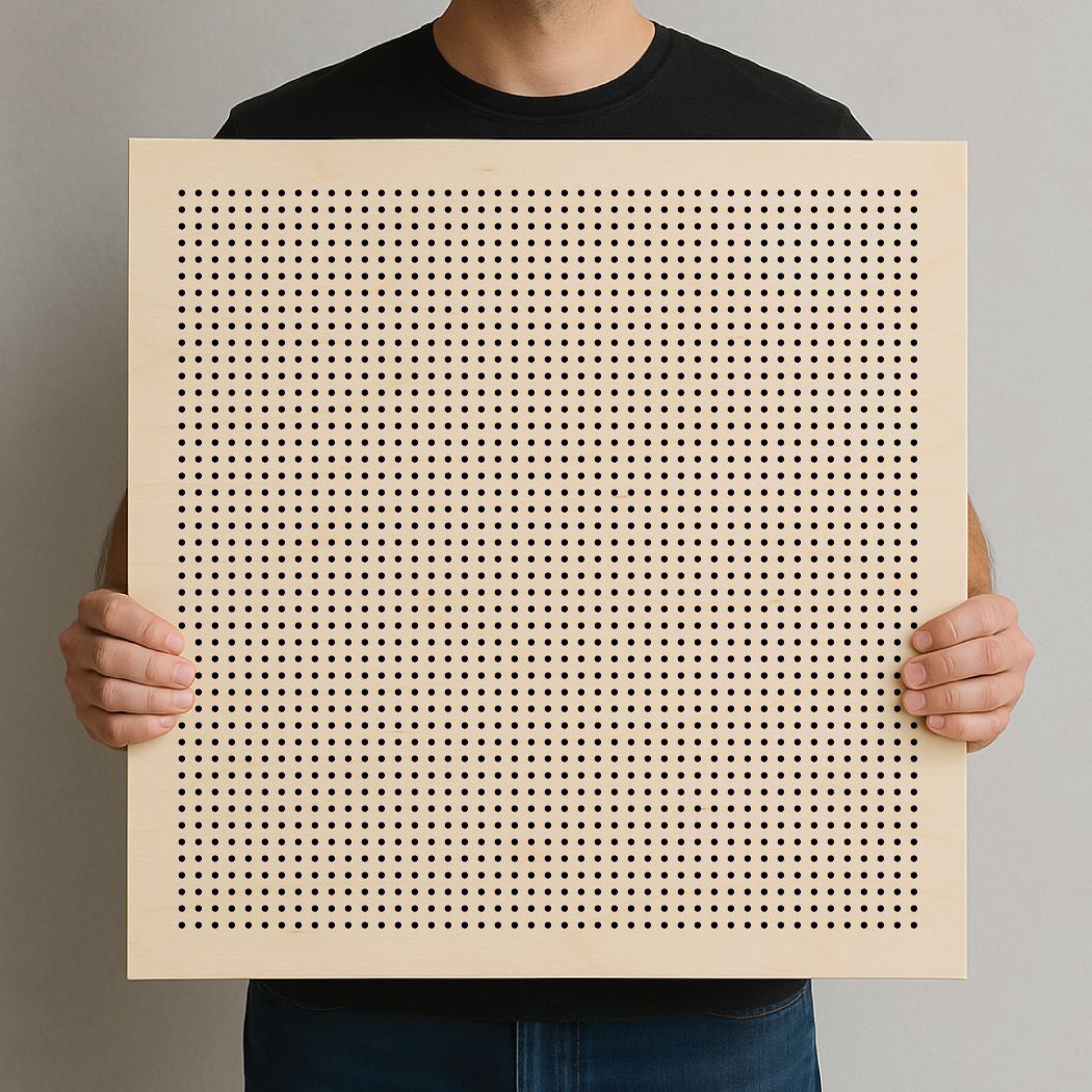 Acoustic plywood panel sample 6mm perforations