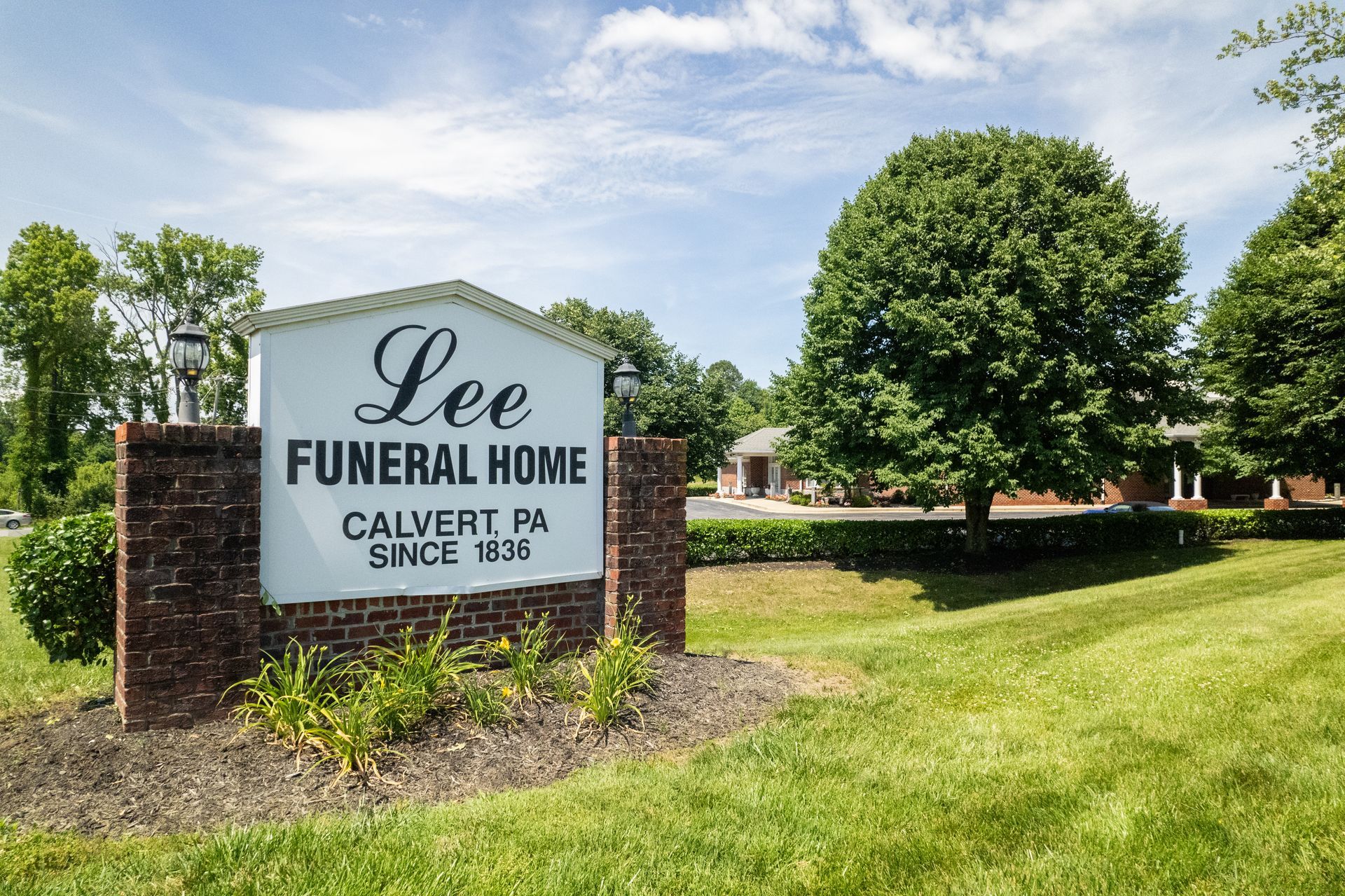 Sign at the Calvert Location of Lee Funeral Home