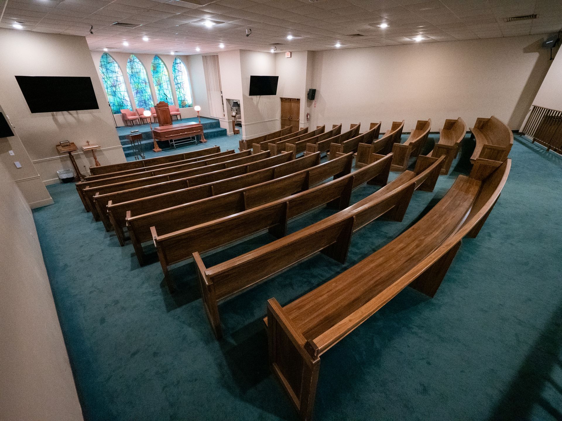 Service room at Lee Funeral Home's Clinton location