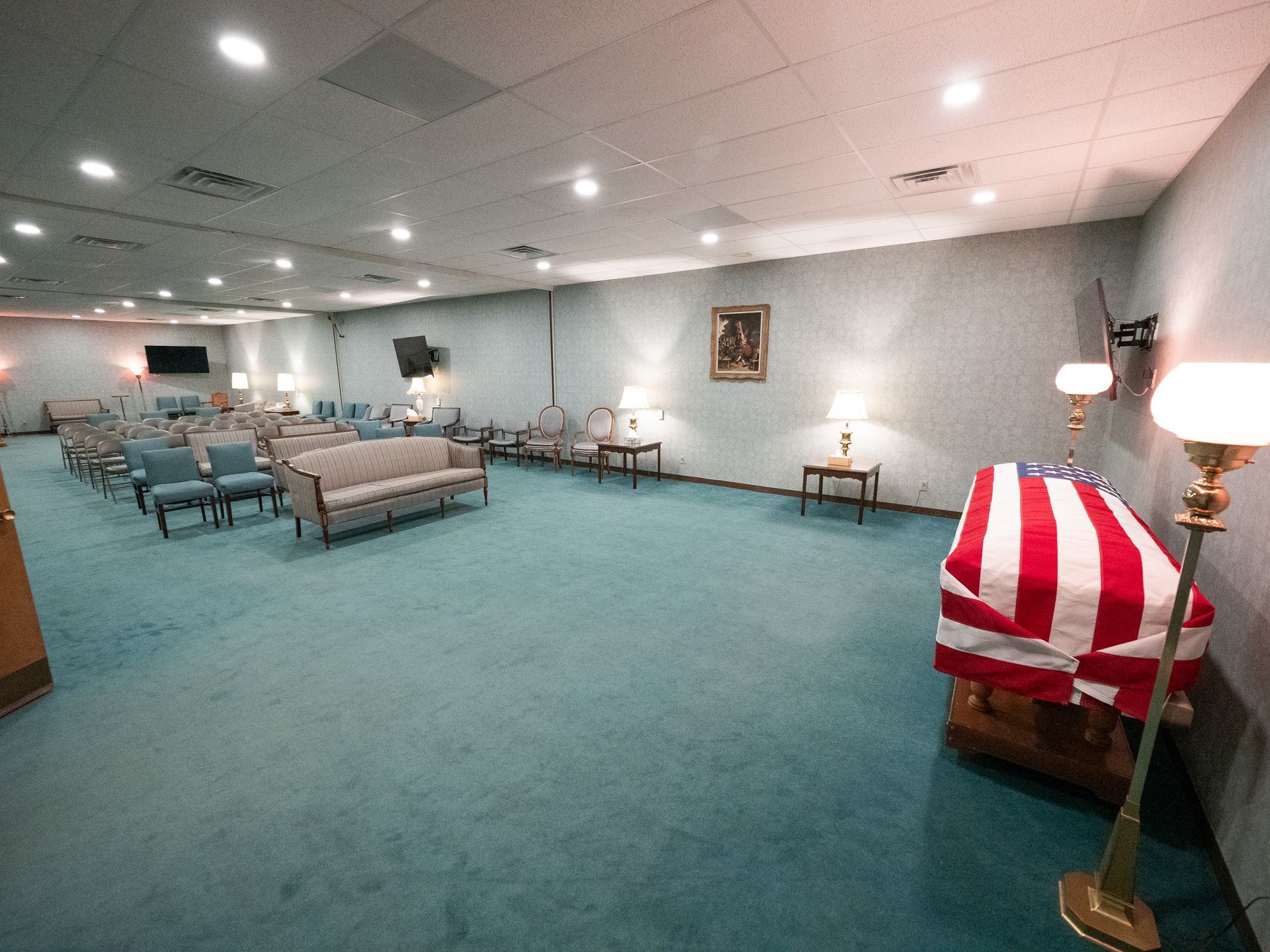 Service room at Lee Funeral Home's Clinton location