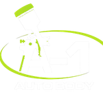 A green and white logo for a company called audio body