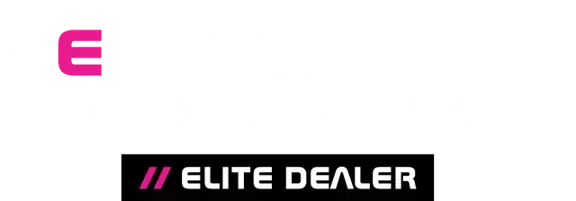 Pink “E” logo above a black “ELITE DEALER” banner with magenta slashes