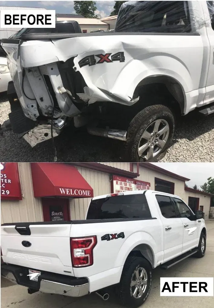 Before and After of A 4x4 Car Restored — Cincinnati, OH — Sora's Sharon Woods Collision Center & Service LLC
