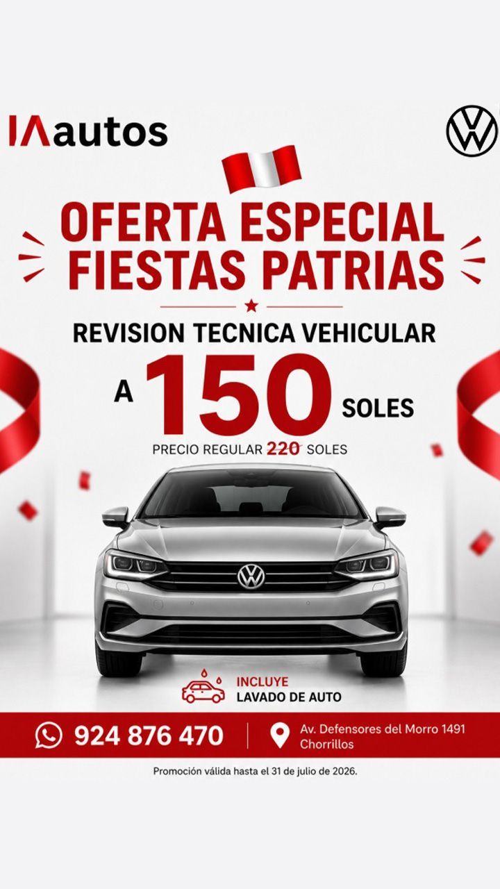 Cartel promocional de un concesionario de coches con un mecánico sonriente, un coche blanco