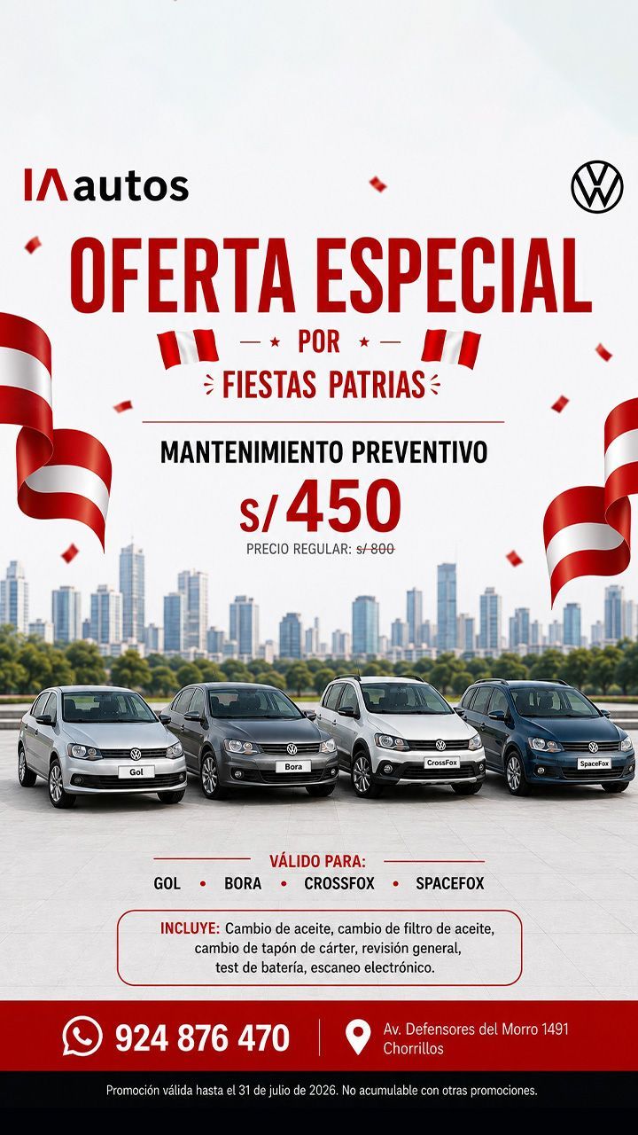 Cartel promocional de un concesionario de coches con un mecánico sonriente, un coche blanco