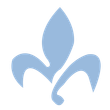 A light blue, stylized fleur-de-lis symbol on a white background.