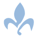 A light blue, stylized fleur-de-lis symbol on a white background.