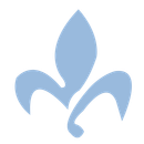 A light blue fleur-de-lis symbol on a white background.