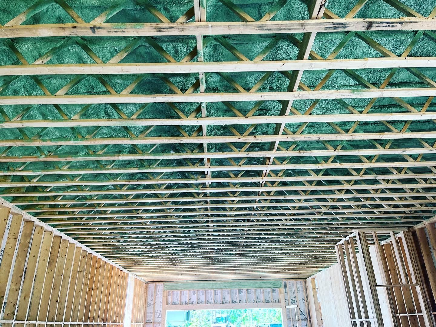 Looking up at the ceiling of a building under construction.