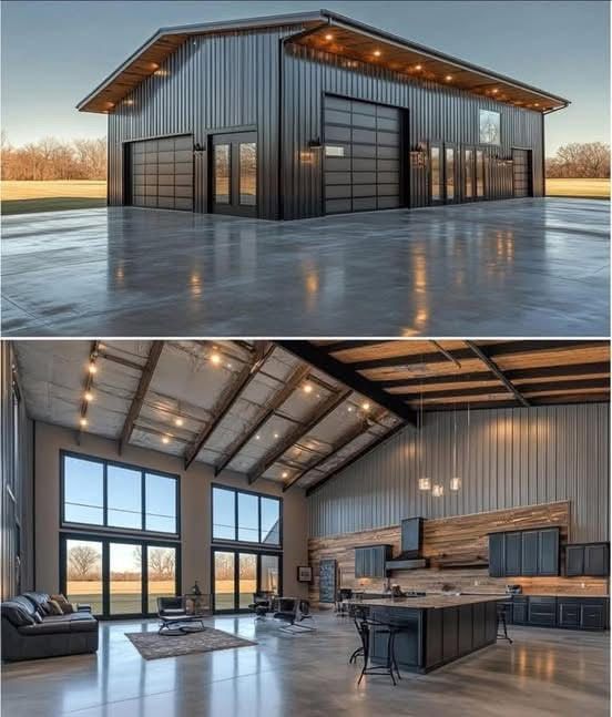A large house with a lot of windows and a kitchen