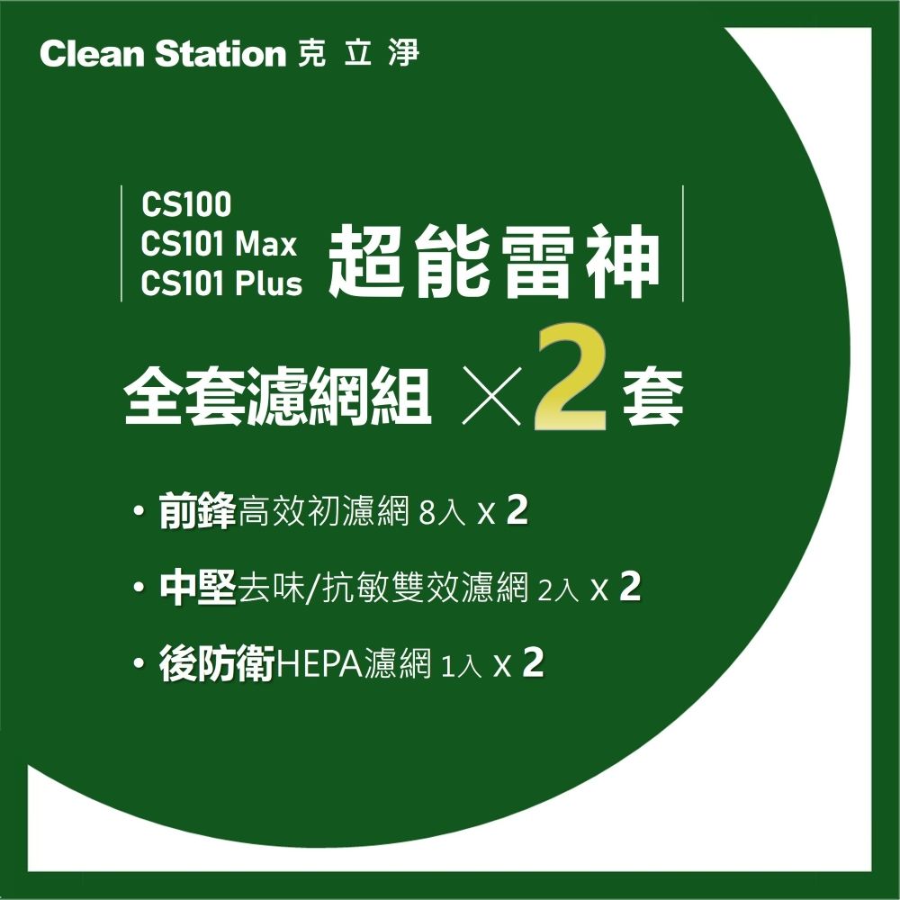 克立淨 CS100 / CS101 Max / CS101 PLUS 超能雷神 適用【全套濾網組-2套】(濾網恕不分期)