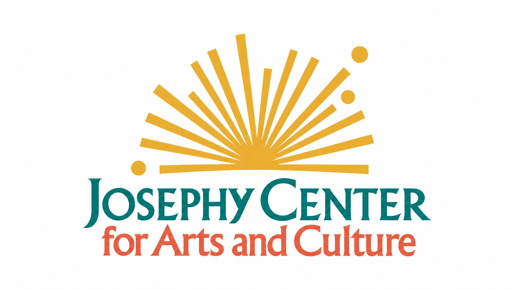 Logo for Josephy Center for Arts and Culture with gold sunburst and teal-orange text