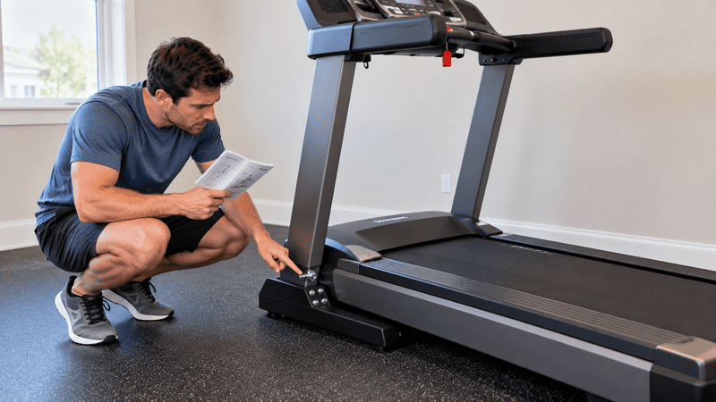 Homeowner noticing a loose treadmill upright connection after DIY assembly