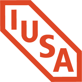 Un cartel rojo y blanco que dice Iusa.