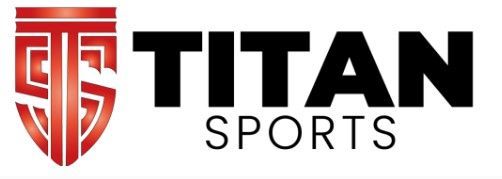 Un logotipo deportivo titán con un escudo rojo sobre un fondo blanco.