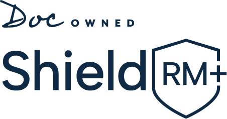 DocOwned Shield RM+ Logo in dark blue