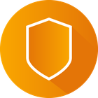 Orange circle with a white shield outline icon
