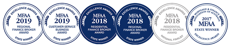 Six award seal badges in blue, silver, and gold, labeled with years 2017–2019 and MBA rankings.
