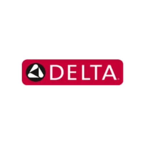 Delta airline logo on a red background with white text and a black emblem.