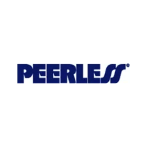 Peerless logo in dark blue on a white background