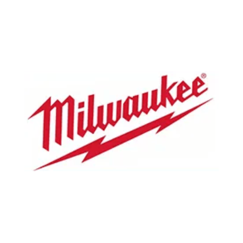 Milwaukee logo in red script with lightning bolt underline on a white background