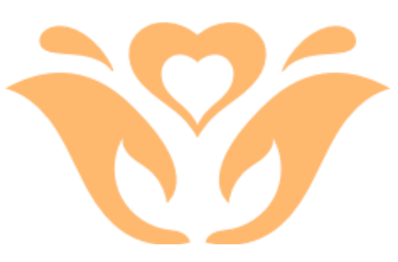 A silhouette of a flower with a heart in the middle