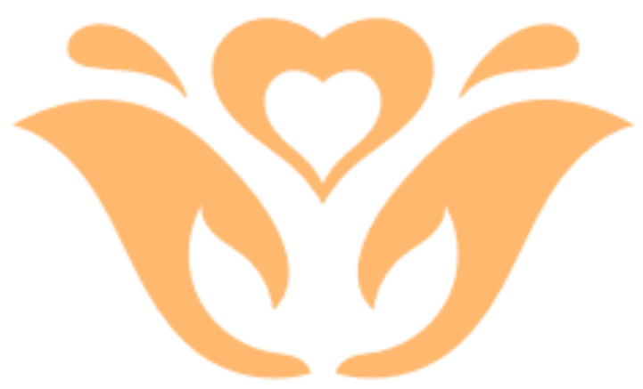 A silhouette of a flower with a heart in the middle