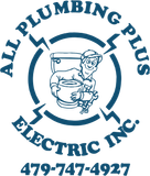 All Plumbing Plus Electric Inc. logo with cartoon plumber and phone number 479-747-4927